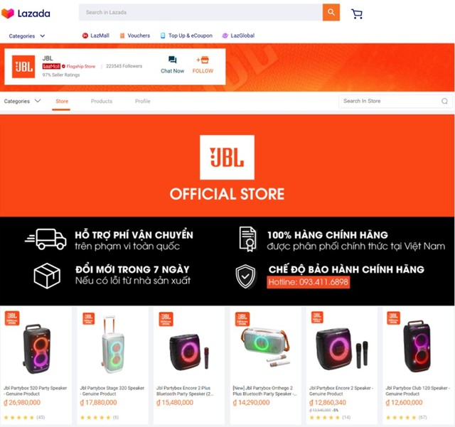 Gian hàng của JBL Việt Nam trên Lazada Gian hàng của JBL Việt Nam trên Lazada