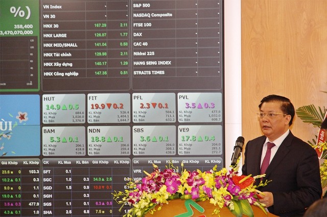 Thủ tướng Nguyễn Tấn Dũng đánh cồng khai trương phiên giao dịch đầu xuân ảnh 5