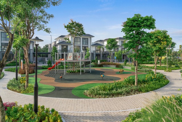 Gladia by the Waters định hình phong cách sống tinh tuyển với hệ giá trị 5iFactors: thiên nhiên (iNature), giải trí (iEntertainment), sức khỏe (iWell-being), tiện nghi (iConvenience), bền vững (iSustainability). Hình thực tế.