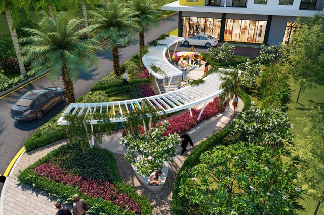 Một góc công viên tháp Green Topaz trong khu phức hợp Bcons City.