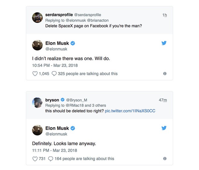 Bị khiêu khích, Elon Musk xóa Facebook của Tesla và Space X ảnh 1