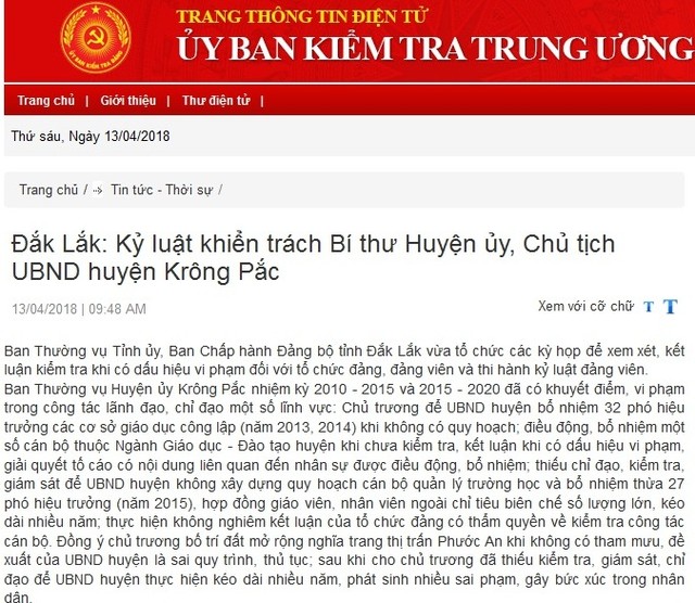 Kỷ luật Phó Bí thư Tỉnh ủy Đắk Lăk; Bí thư, Chủ tịch huyện Krông Pắk ảnh 1