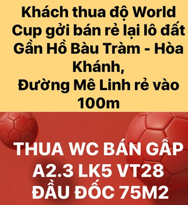 Rao bán nhà giá rẻ vì thua độ World Cup: Chiêu trò mới của cò đất ảnh 1