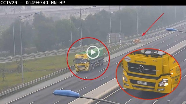 Lái xe đầu kéo đi lùi trên cao tốc Hà Nội - Hải Phòng bị phạt 17 triệu ảnh 1