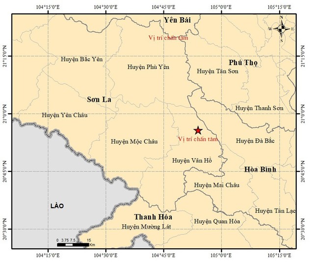 Sơn La xảy ra 3 trận động đất trong sáng 17/8 ảnh 1