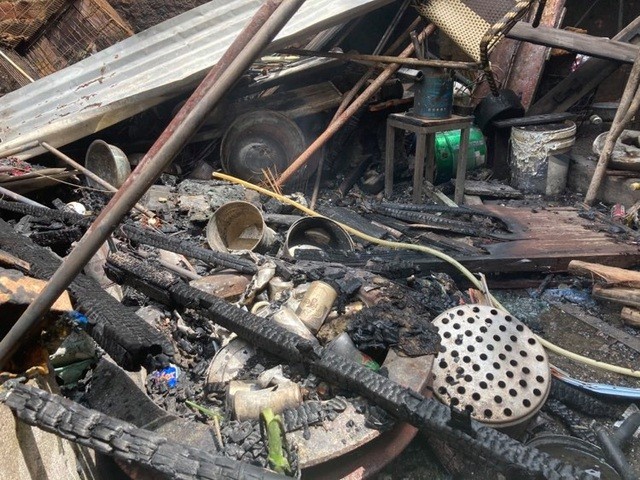 Nhiều tài sản bên trong căn nhà của ông Cường đã bị thiêu rụi.