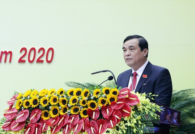 Đồng chí Phan Việt Cường - Bí thư Tỉnh ủy đọc Diễn văn khai mạc.