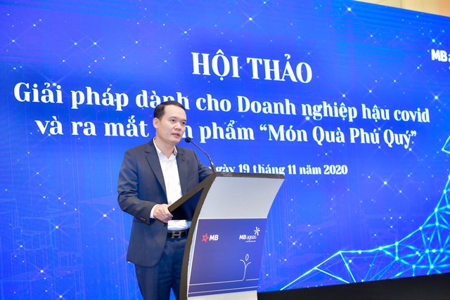 Ông Đinh Như Tuynh – Giám đốc Khối khách hàng SME MBBank phát biểu tại hội thảo.