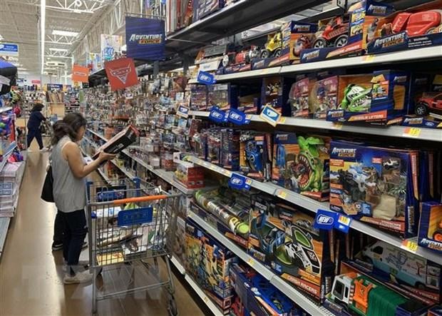 Đồ chơi xuất xứ từ Trung Quốc được bày bán tại Los Angeles, Mỹ. (Ảnh: AFP/TTXVN).