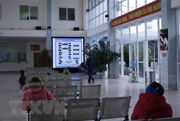 Tại khu vực dành cho hành khách luôn được bến xe khách Lai Châu tuyên truyền tới người dân về việc phòng chống COVID-19. (Ảnh: Quý Trung/TTXVN).