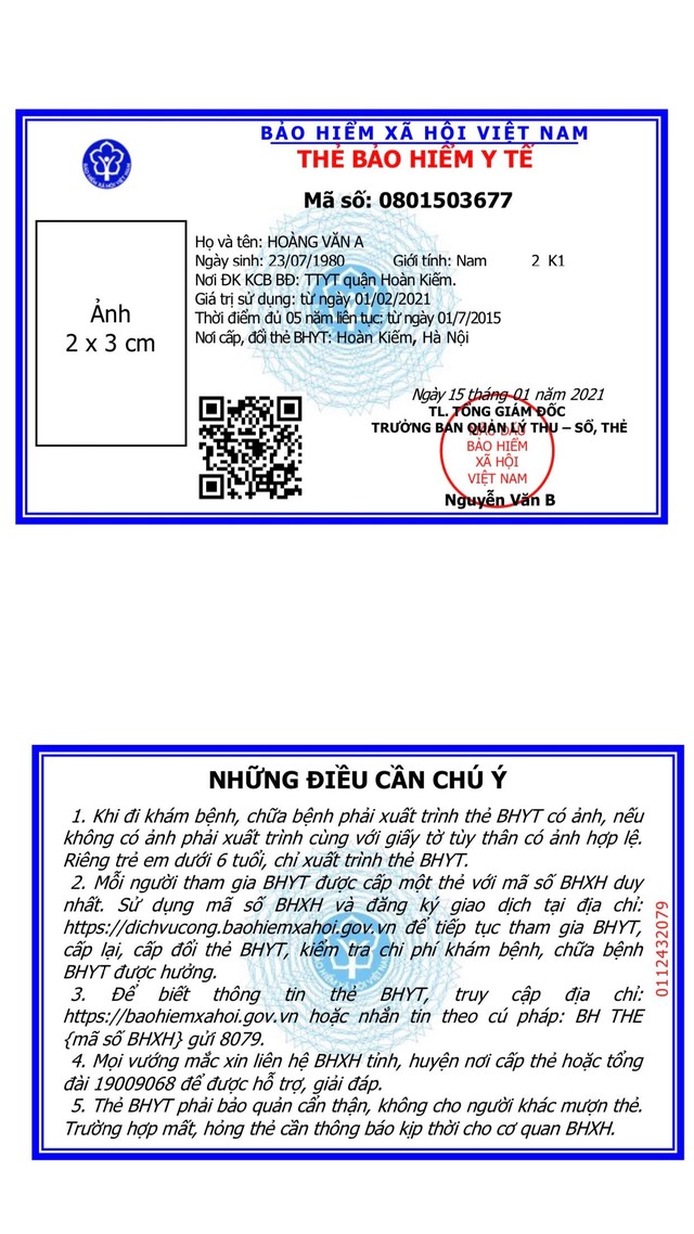 Mẫu thẻ bảo hiểm y tế mẫu mới theo Quyết định số 166 của Bảo hiểm Xã hội Việt Nam.