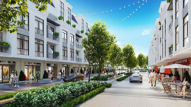 Khu phố thương mại phong cách Ý thiết kế vỉa hè rộng thoáng và đường lớn, thuận lợi giao thương, đỗ xe và kinh doanh tối ưu.