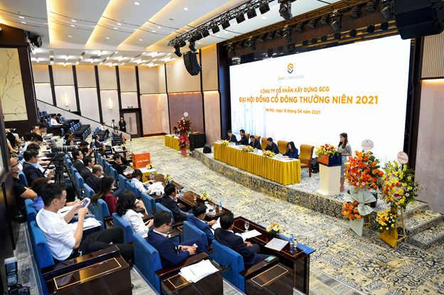 Toàn cảnh Đại hội đồng cổ đông thường niên 2021 của Công ty cổ phần Xây dựng SCG.
