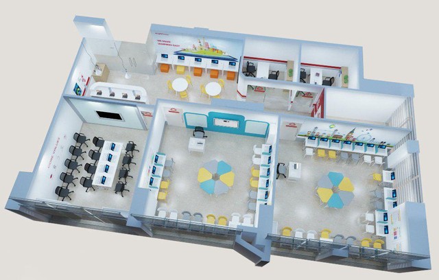 Phối cảnh tổng thể trung tâm, điểm trải nghiệm Englishnow Nguyễn Sơn (Long Biên) dự kiến khai trương trong tháng 6/2021.