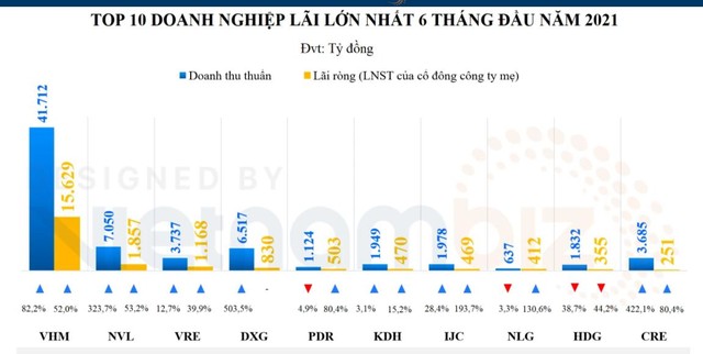 PDR nằm trong Top 5 doanh nghiệp BĐS niêm yết có lợi nhuận cao nhất nửa đầu năm 2021. Nguồn: Vietnambiz.