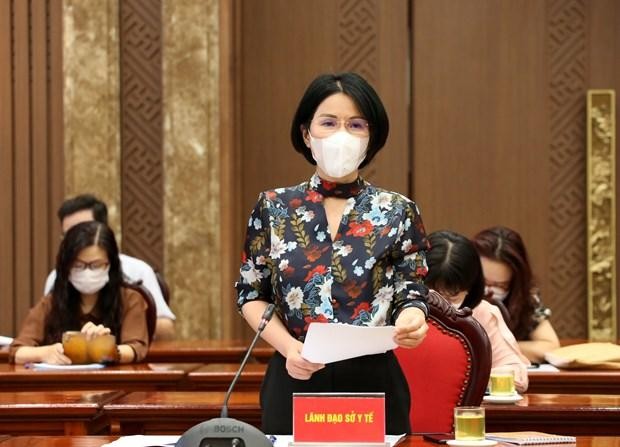 Trần Thị Nhị Hà, Giám đốc Sở Y tế Hà Nội thông tin về tình hình COVID-19. (Ảnh: PV/Vietnam+).