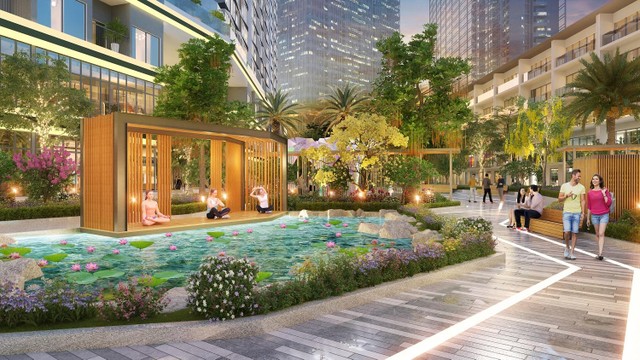 Khu tập yoga xanh mát trong nội khu Dự án.