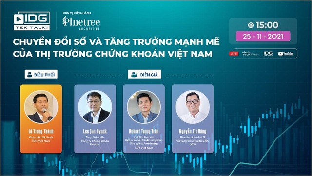 Hội thảo trực tuyến về “Chuyển đổi số và tăng trưởng mạnh mẽ của thị trường chứng khoán VN” do IDG tổ chức.