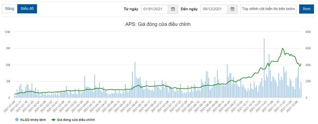 Thị giá cổ phiếu APS tăng 8,35 lần từ đầu năm 2021.
