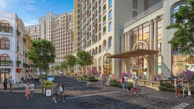 Mặt ngoài sang trọng của đại sảnh tòa tháp The Sky.