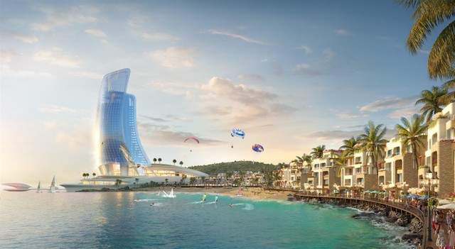 Tòa nhà Cánh Buồm tại Hòn Thơm khác biệt với bất cứ tòa nhà cánh buồm nào trên thế giới. (Ảnh phối cảnh minh họa).