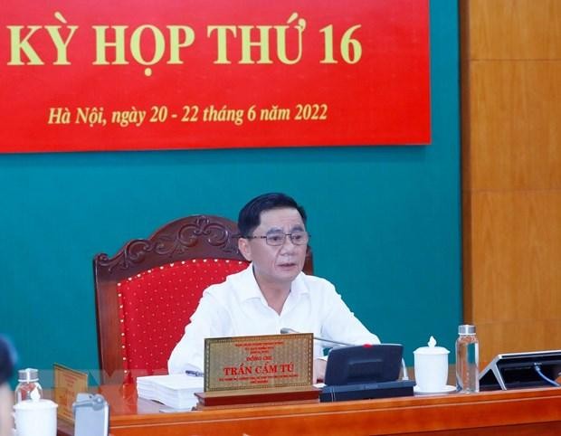 Ông Trần Cẩm Tú, Ủy viên Bộ Chính trị, Bí thư Trung ương Đảng, Chủ nhiệm Ủy ban Kiểm tra Trung ương chủ trì Kỳ họp. (Ảnh: Phương Hoa/TTXVN).