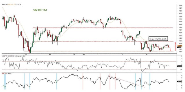 Đồ thị VN30F1M, cung giờ 1H ngày 24/6/2022.