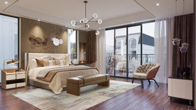 Phòng ngủ được thiết kế cửa chính và cửa sổ là những tấm kính lớn tạo không gian rộng mở và chan hòa với thiên nhiên. Phòng ngủ được thiết kế cửa chính và cửa sổ là những tấm kính lớn tạo không gian rộng mở và chan hòa với thiên nhiên.