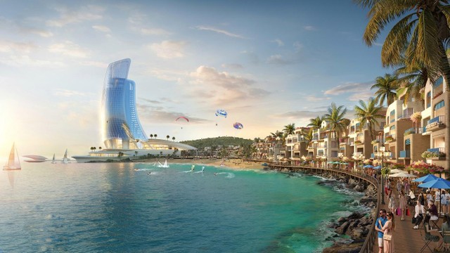 Tòa nhà Cánh Buồm biểu tượng của Hon Thom Paradise Island. Ảnh phối cảnh minh họa.