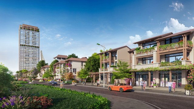 Phân khu thấp tầng The Cosmo hài hòa và kết nối với tòa tháp căn hộ cao cấp The Panoma. Ảnh phối cảnh minh họa. Phân khu thấp tầng The Cosmo hài hòa và kết nối với tòa tháp căn hộ cao cấp The Panoma. Ảnh phối cảnh minh họa.