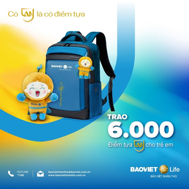 Mỗi chiếc balo “Quà vui tới trường” của Bảo Việt Nhân thọ sẽ là người bạn đồng hành, trở thành điểm tựa tinh thần để các em và gia đình an tâm vượt qua mọi thử thách, biến ước mơ thành hiện thực. Mỗi chiếc balo “Quà vui tới trường” của Bảo Việt Nhân thọ sẽ là người bạn đồng hành, trở thành điểm tựa tinh thần để các em và gia đình an tâm vượt qua mọi thử thách, biến ước mơ thành hiện thực.