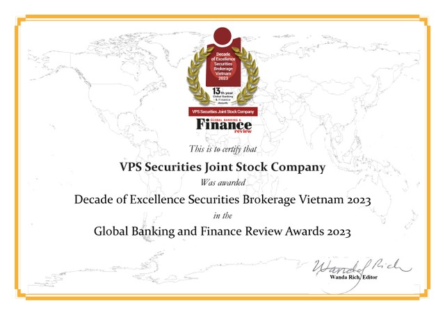 Giấy chứng nhận giải thưởng do Global Banking & Finance Review trao tặng VPS. Giấy chứng nhận giải thưởng do Global Banking & Finance Review trao tặng VPS.