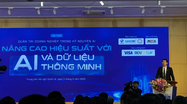 Ông Lê Hồng Quang, Tổng giám đốc MISA, phát biểu tại sự kiện