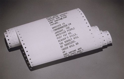 Một phần trong bài phát biểu dùng cho máy nhắc chữ của cựu Phó tổng thống MỹWalter Mondale. Một phần trong bài phát biểu dùng cho máy nhắc chữ của cựu Phó tổng thống MỹWalter Mondale.