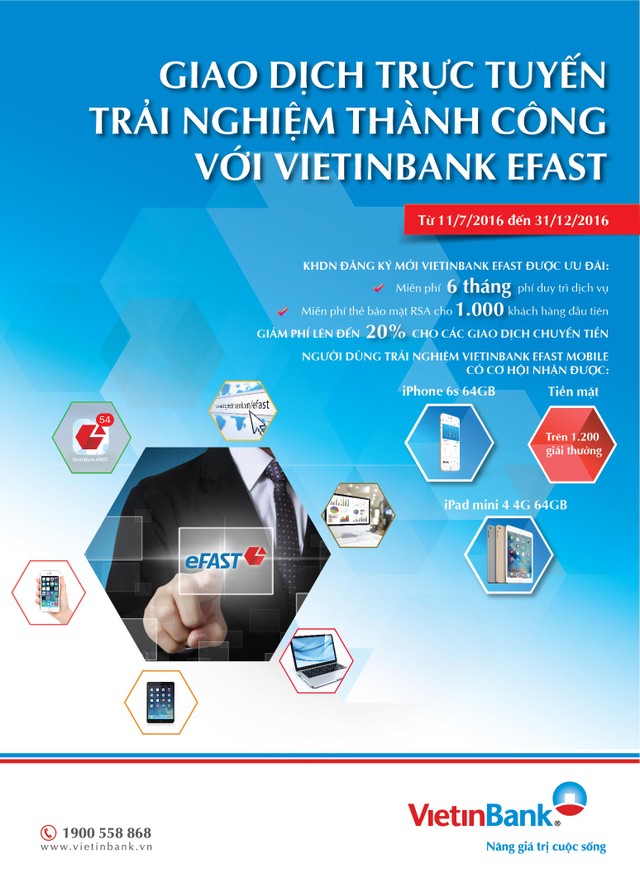 Miễn phí và nhận quà với dịch vụ VietinBank eFAST ảnh 1