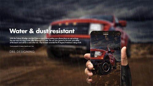 Ngược với những ý tưởng trên, concept của DBS lại vuông vắn, góc cạnh và điên rồ hơn khi Galaxy S8 trông như tấm nhôm mỏng nhưng cứng cáp với màn hình gập vuông sang hai cạnh.