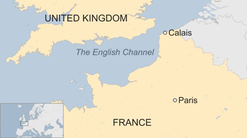 Vị trí Calais, Pháp. Đồ họa: BBC.