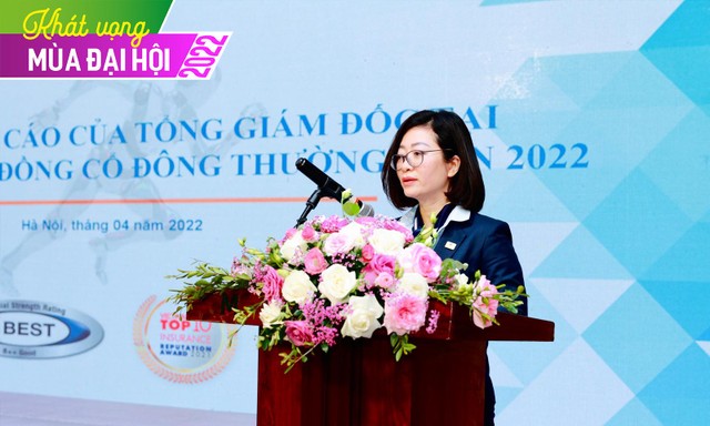 Bà Nguyễn Thị Hương Giang - Tổng giám đốc PJICO trình bày tại Đại hội.