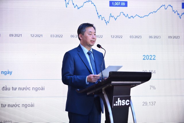 Ông Trịnh Hoài Giang, Tổng giám đốc HSC phát biểu tại Đại hội