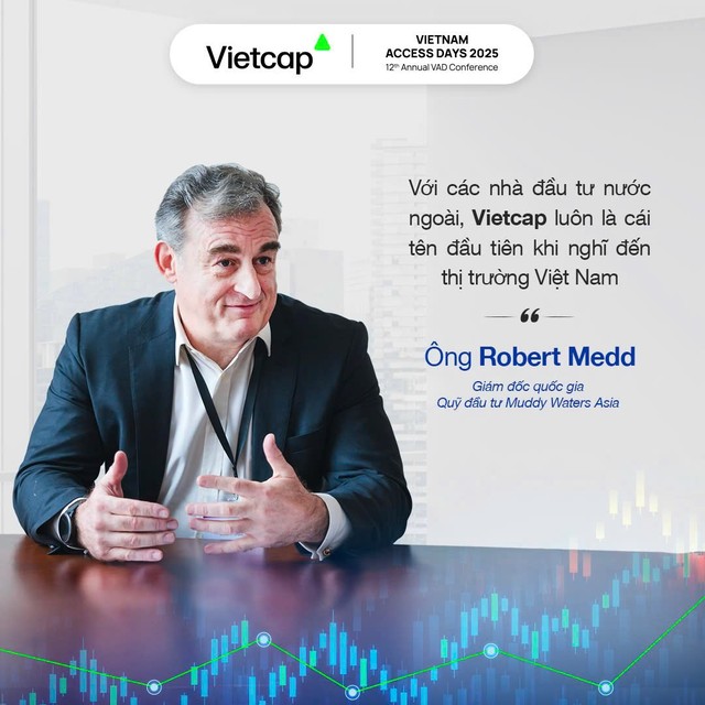 Ông Robert Medd - Giám đốc quốc gia Quỹ đầu tư Muddy Waters Asia đã có buổi chia sẻ thú vị trong khuôn khổ sự kiện Vietnam Access Days do Chứng khoán Vietcap tổ chức.