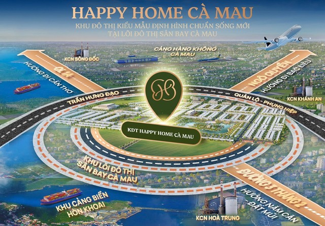 Happy Home Cà Mau gần kề sân bay, kết nối thuận tiện các trục giao thông chính. Happy Home Cà Mau gần kề sân bay, kết nối thuận tiện các trục giao thông chính.