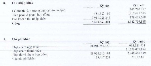 Cơ cấu thu nhập và chi phí khác của TDC trong 6 tháng đầu năm 2021