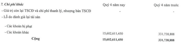 VSC ghi nhận chi phí khác 15,6 tỷ đồng trong quý IV/2021.