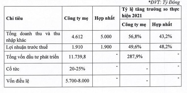 Kế hoạch năm 2022 của DIG.