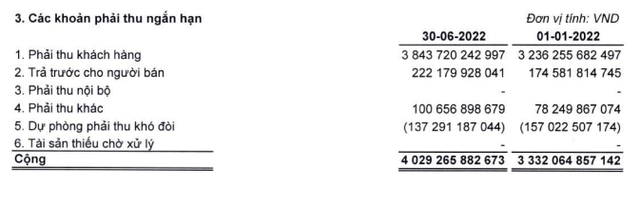 Cơ cấu các khoản phải thu ngắn hạn.