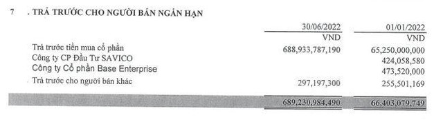 Trả trước cho người bán ngắn hạn của APG tới 30/6/2022.