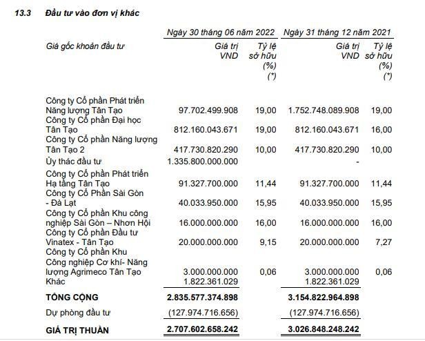 Ủy thác đầu tư 1.335,8 tỷ đồng trong báo cáo tự lập quý II/2022.