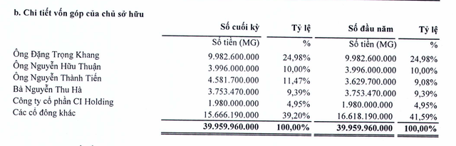 Cơ cấu cổ đông VLA tại thời điểm 30/6/2024