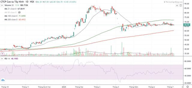 Cổ phiếu TRC đang đi ngang sau nhịp giảm mạnh đầu tháng 4/2025