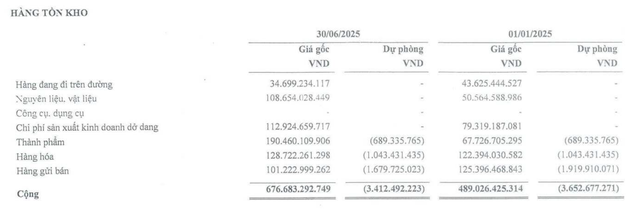 TMT đẩy mạnh tăng tồn kho trong nửa đầu năm 2025